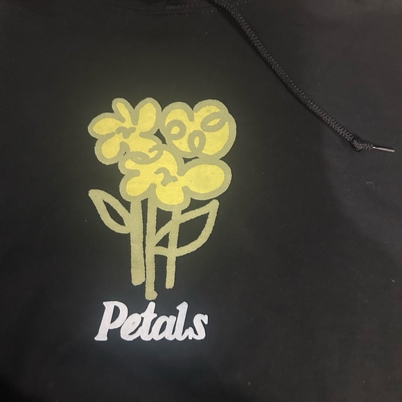 'Stop and smell the Flowers' Petals and Peacocks Black Fleece Pullover Hoodie - Picture 5 of 11